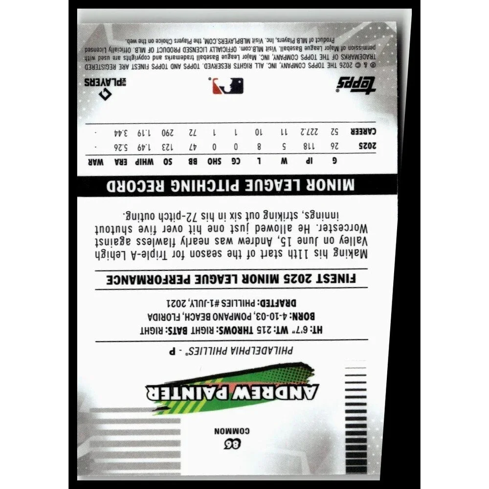 2026 Finest Andrew Painter Common Base Rookie RC Phillies